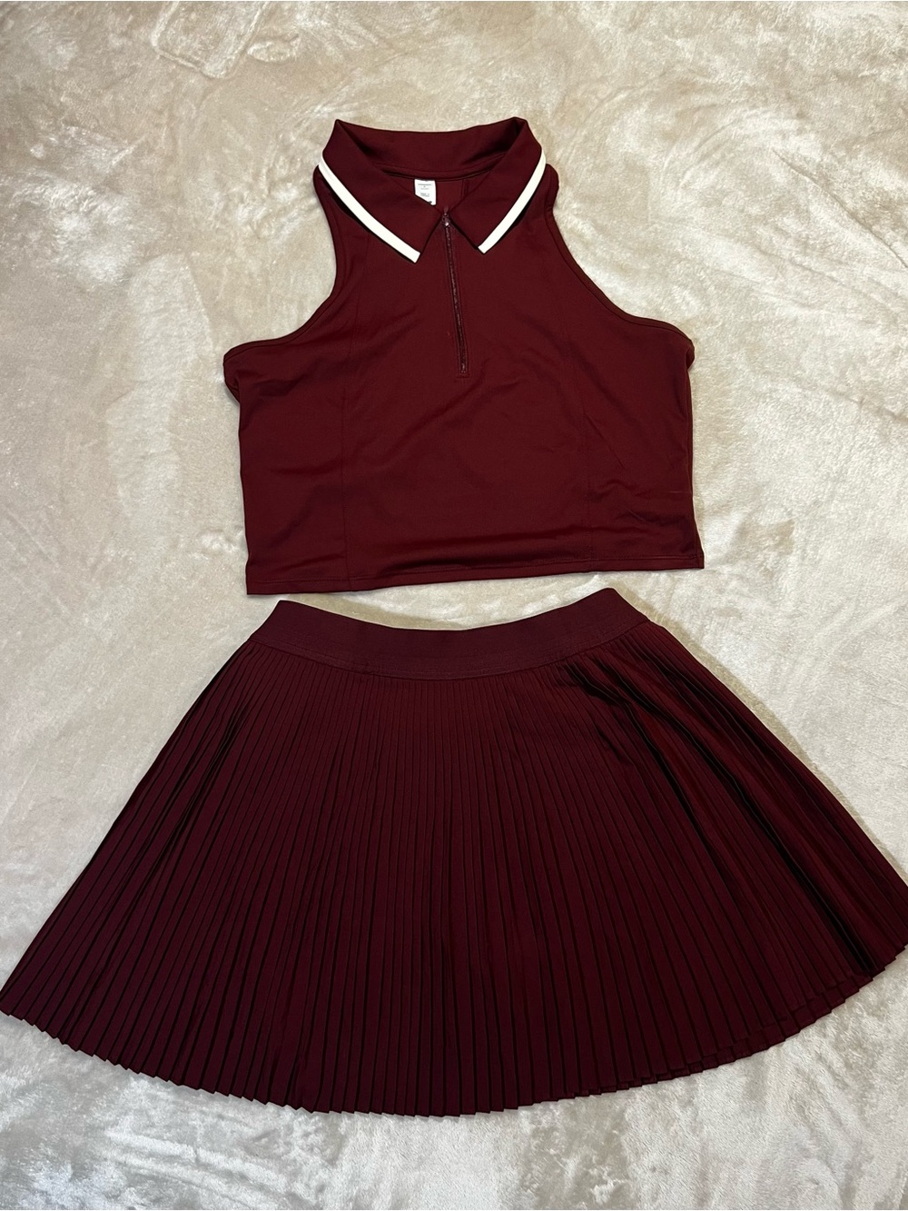 NWT Deep maroon Pleated Tennis Skirt Outfit - Women